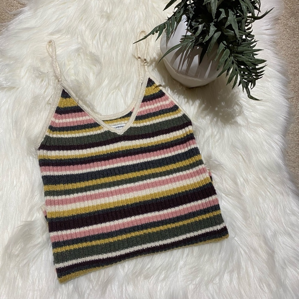 American Eagle: Striped V-Neck Sweater Spaghetti Strap Tank Top S (Nwot)